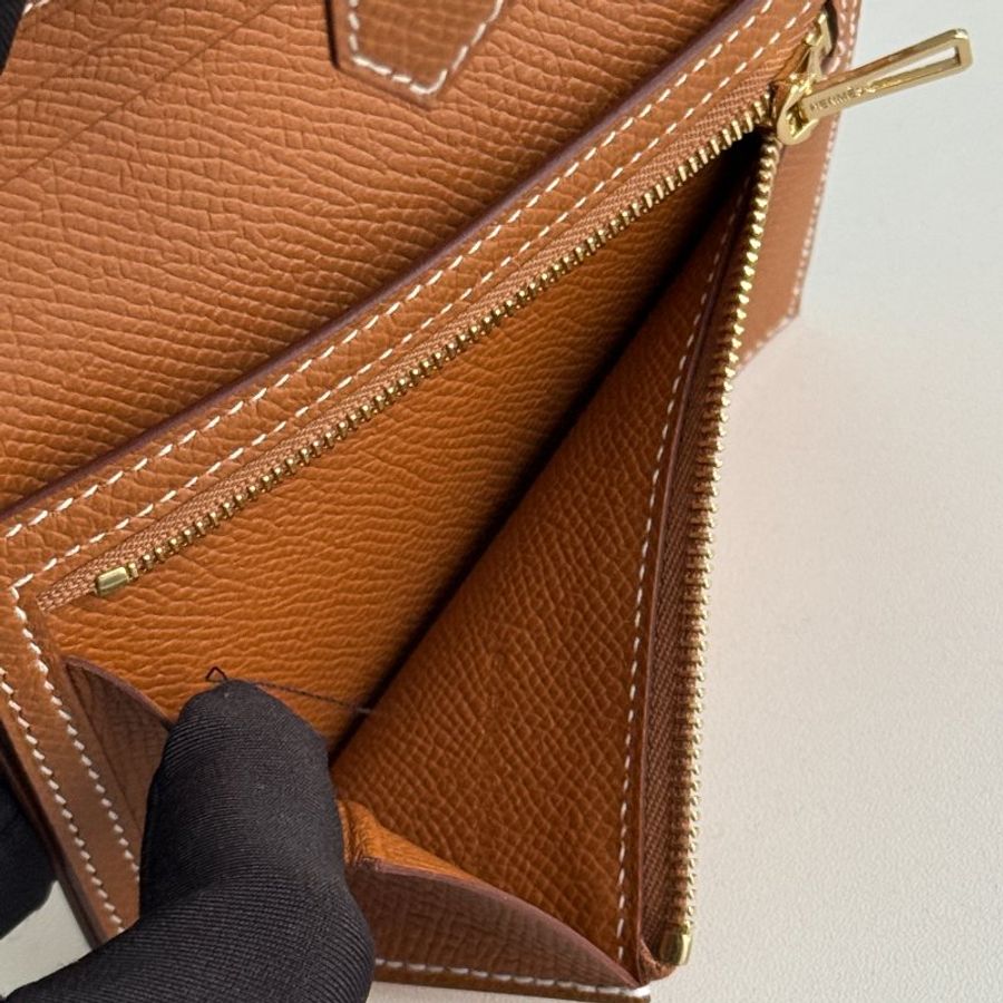 99.9新🆕 全配有購證🙌🏻 Hermès 愛馬仕 Bearn 短夾 金棕金釦-27