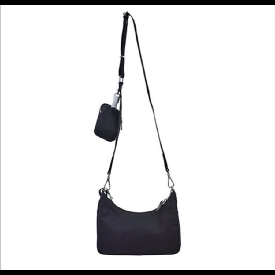私物-PRADA TESSUTP三角板LOGO斜背包hobo-7