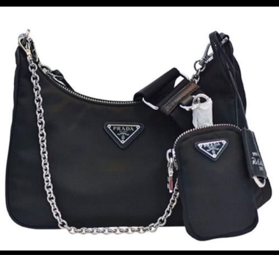 私物-PRADA TESSUTP三角板LOGO斜背包hobo-16