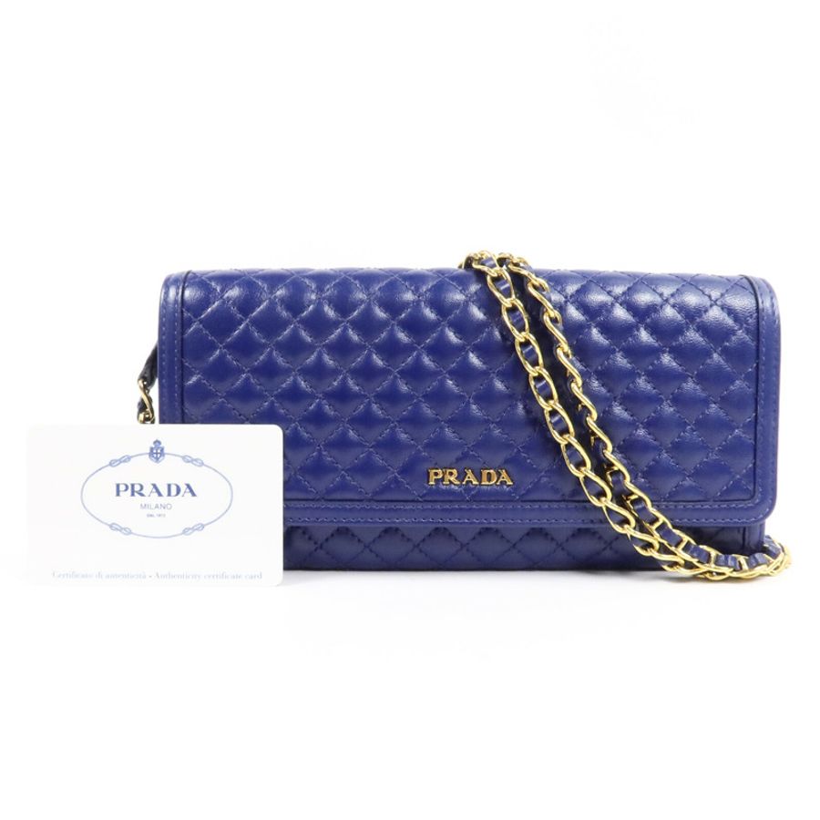 PRADA 牛皮皮革Wallet On Chain鏈帶肩背袋-9