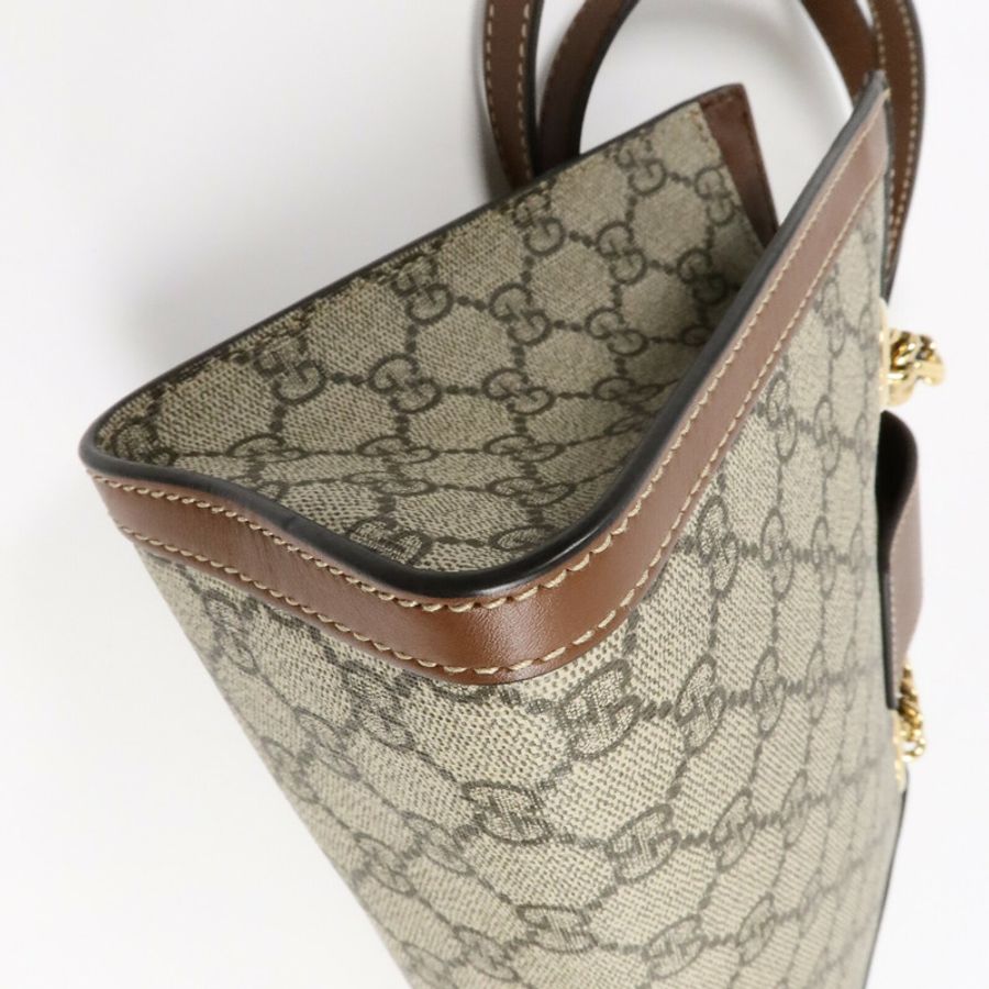 GUCCI 塗層帆布GG GHW Padlock鏈帶肩背袋-12