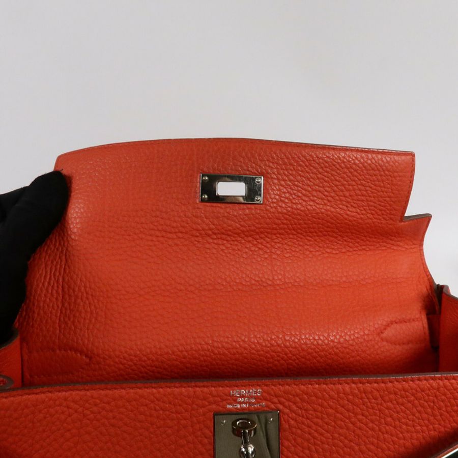HERMES Togo皮革Kelly 28手挽肩背兩用袋Capucine-13