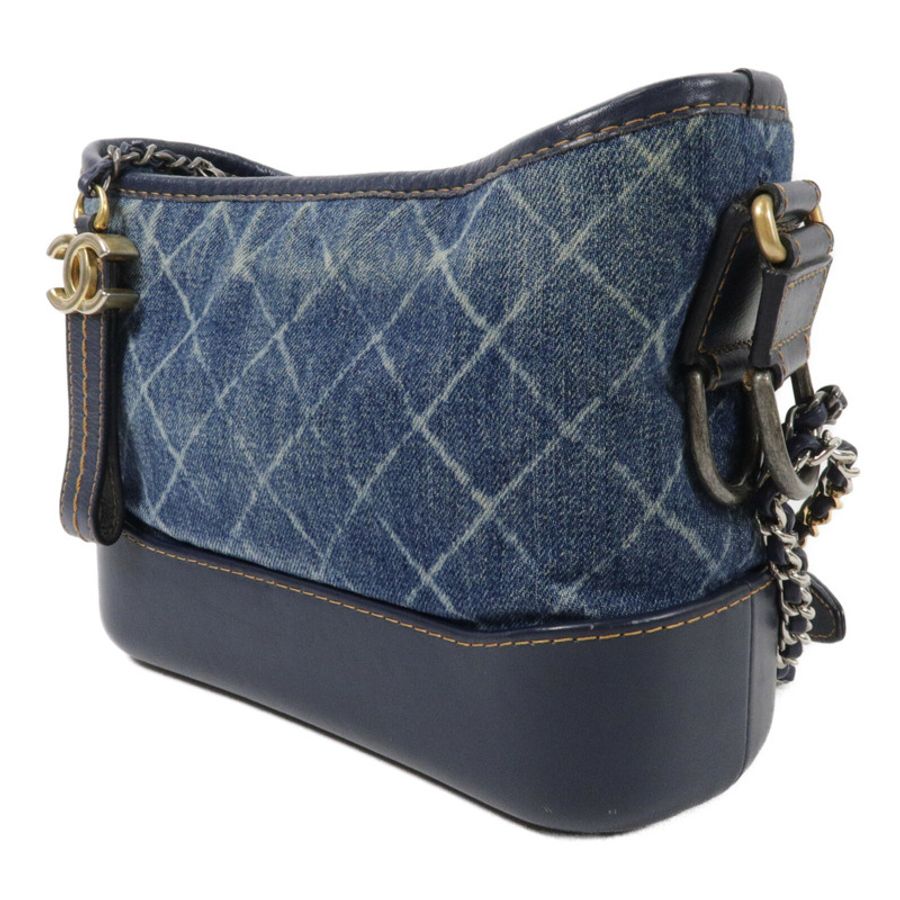CHANEL 牛仔布Gabrielle Hobo鏈帶肩背袋-2