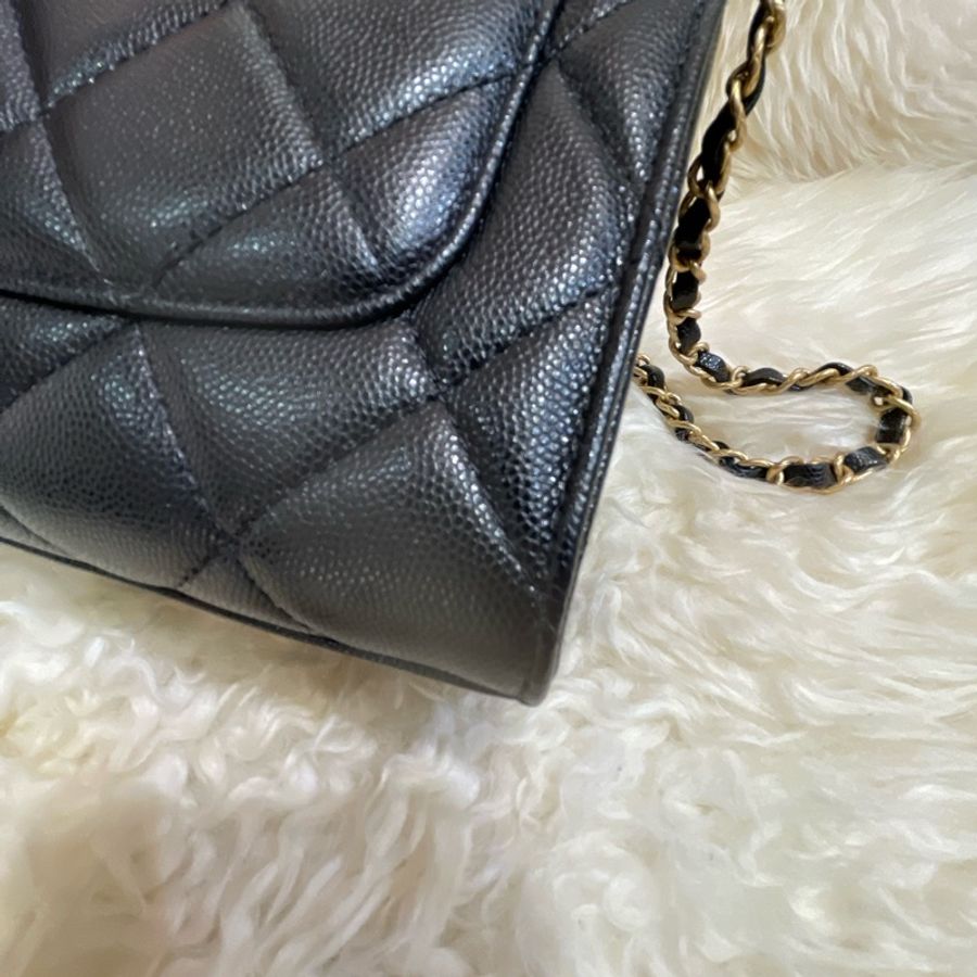 Chanel 晶片牛皮錬帶手挽包-5
