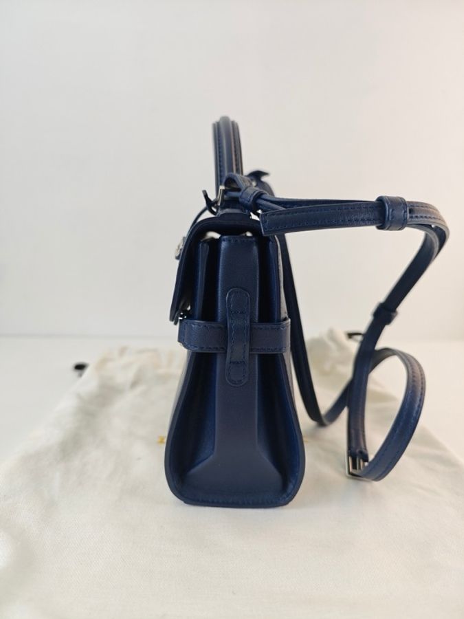 Delvaux德爾沃tempete 小號 深藍色 午夜藍 銀扣 21*16cm 絕版-4