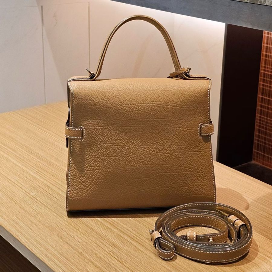 Delvaux 德爾沃 Tempete 焦糖色 金扣外縫手提單肩斜挎 現貨-2
