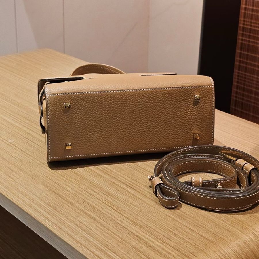 Delvaux 德爾沃 Tempete 焦糖色 金扣外縫手提單肩斜挎 現貨-3