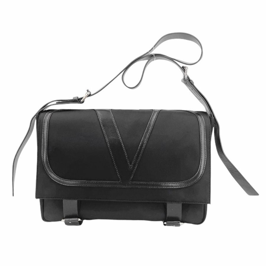 華倫奴 Valentino 黑色v字母斜挎包-3
