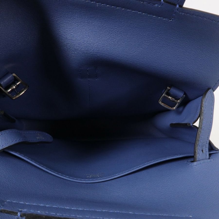 HERMES Swift皮革Mini Halzan手挽肩背兩用袋Bleu Agate-4