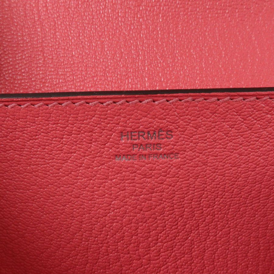 HERMES Chevre皮革Opli Clutch手提包Rose Lipstick-5