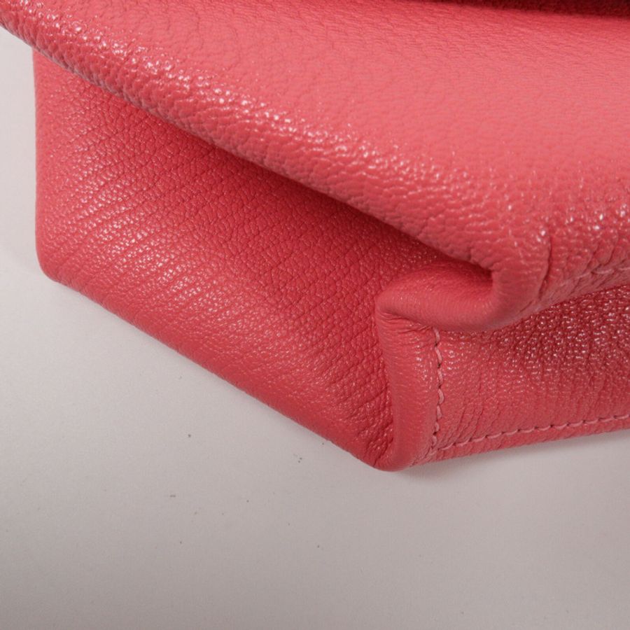 HERMES Chevre皮革Opli Clutch手提包Rose Lipstick-8