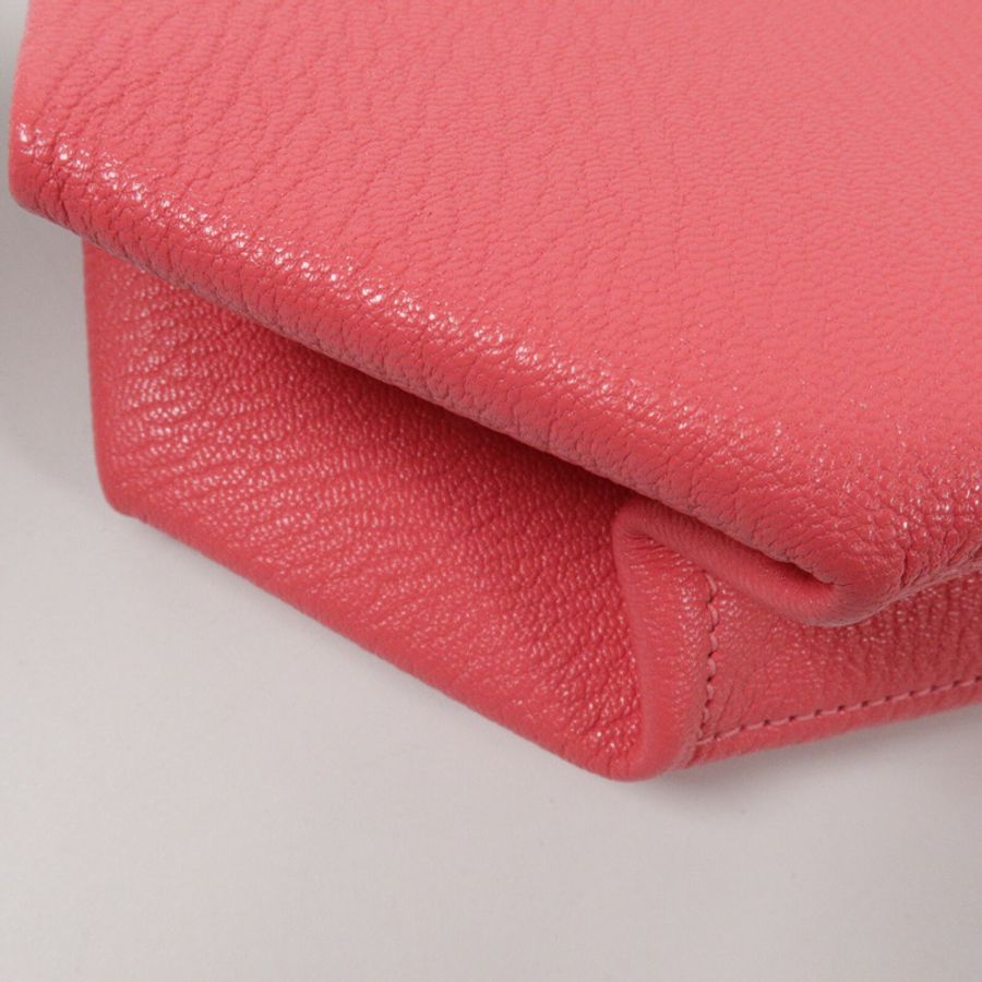 HERMES Chevre皮革Opli Clutch手提包Rose Lipstick-10