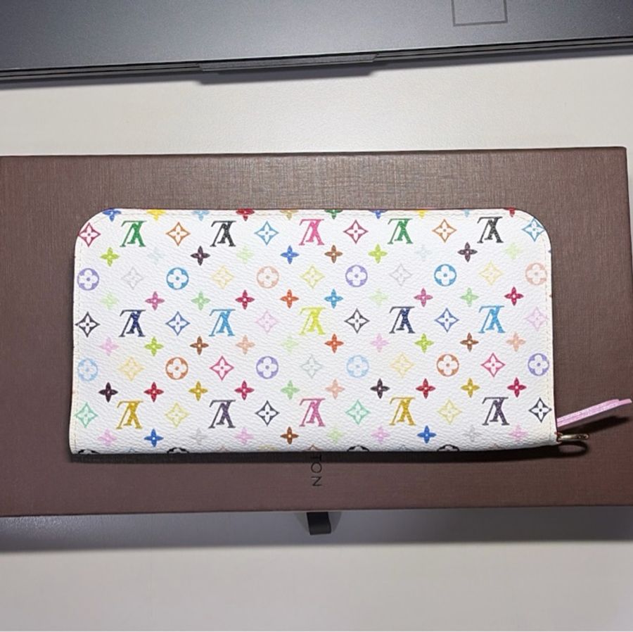 Louis Vuitton LV 村上隆 白色33彩 對開雙拉鍊長夾/皮夾-6
