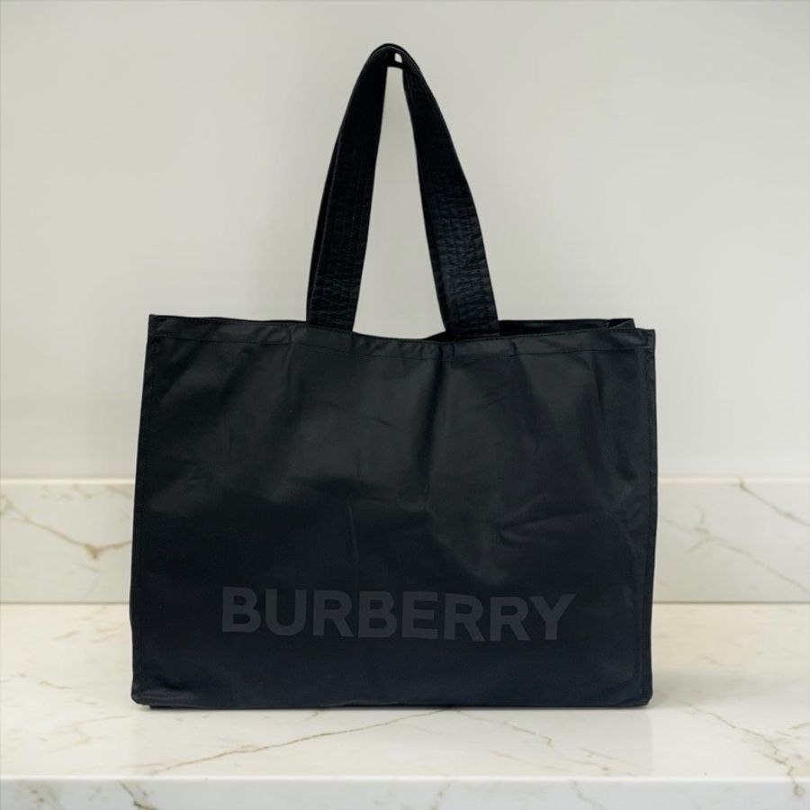 莉亞精品♡ Burberry 尼龍托特包 黑色 二手美品-0