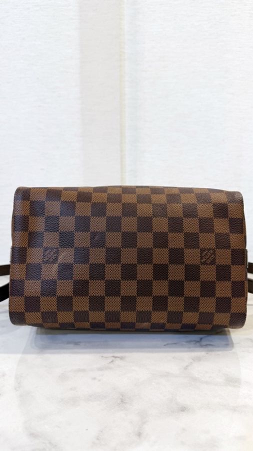 LV 咖格金釦Speedy 25手提斜背波士頓包N40575-7