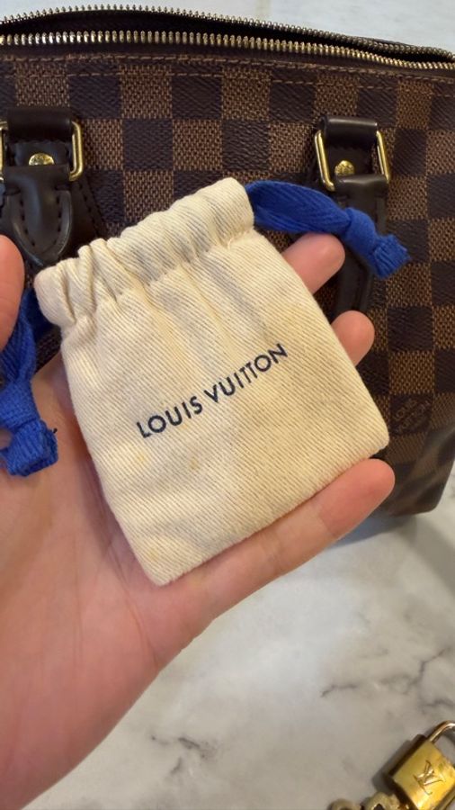 LV 咖格金釦Speedy 25手提斜背波士頓包N40575-18