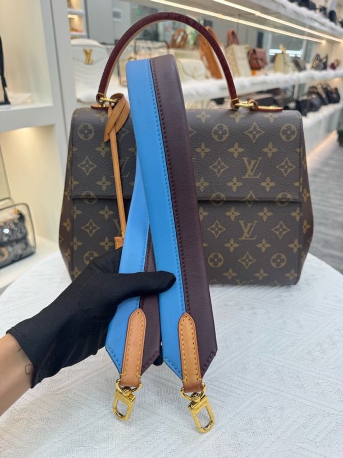 LV路易威登Louis Vuitton老花cluny蓝色拼色肩带-6
