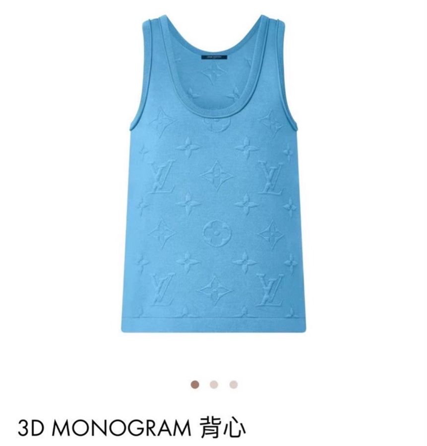 LOUIS VUITTON《全新》3D Monogram 滿版Logo重磅針織背心|天空藍|S號|義大利製-4