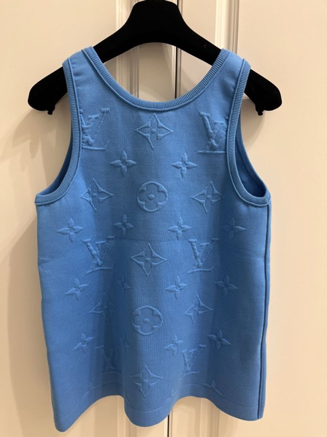 LOUIS VUITTON《全新》3D Monogram 滿版Logo重磅針織背心|天空藍|S號|義大利製-33