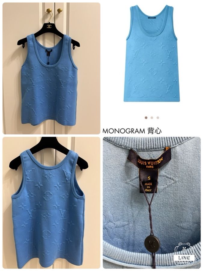 LOUIS VUITTON《全新》3D Monogram 滿版Logo重磅針織背心|天空藍|S號|義大利製-37