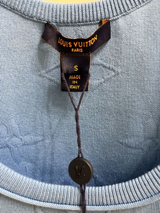 LOUIS VUITTON《全新》3D Monogram 滿版Logo重磅針織背心|天空藍|S號|義大利製-39