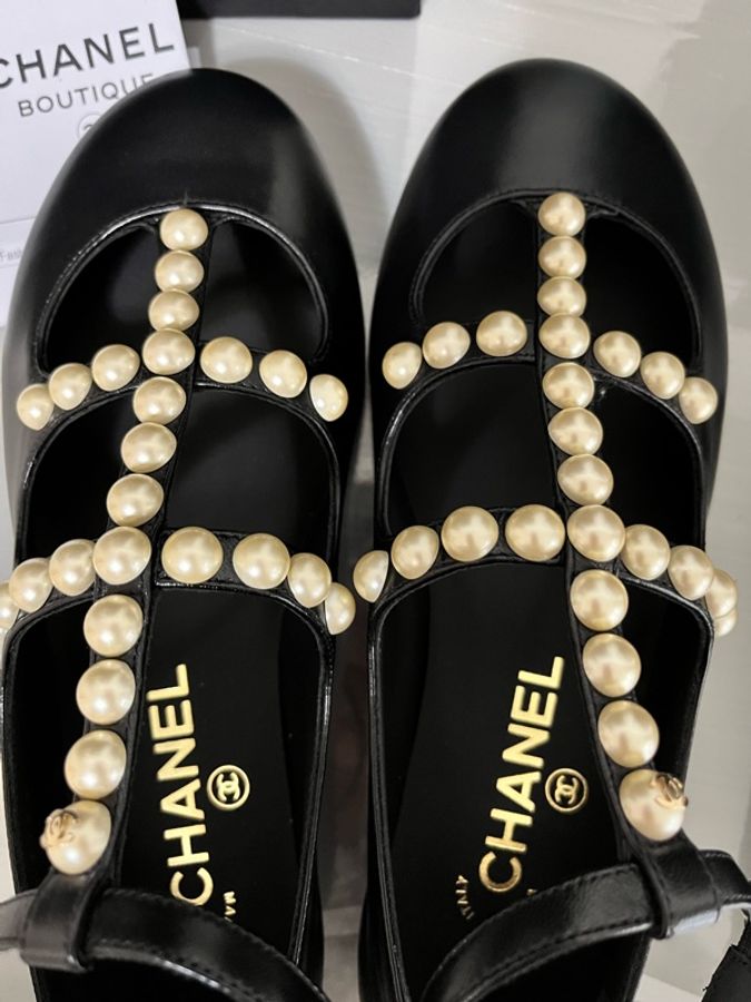 CHANEL 香奈兒《全新》珍珠瑪莉珍平底鞋 Mary Jane 黑色|36C|專櫃正品 全配-17