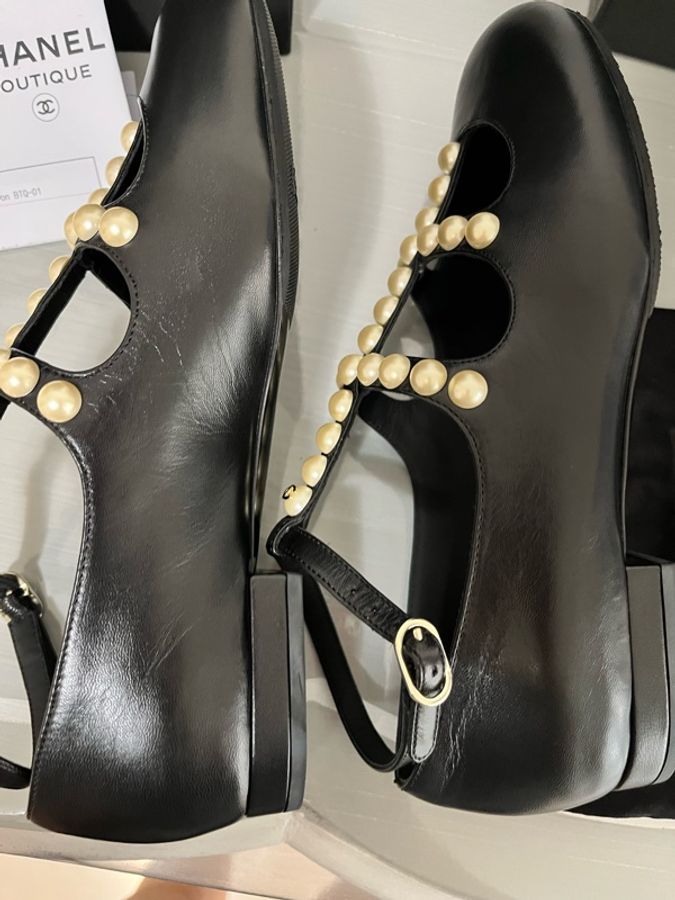 CHANEL 香奈兒《全新》珍珠瑪莉珍平底鞋 Mary Jane 黑色|36C|專櫃正品 全配-24