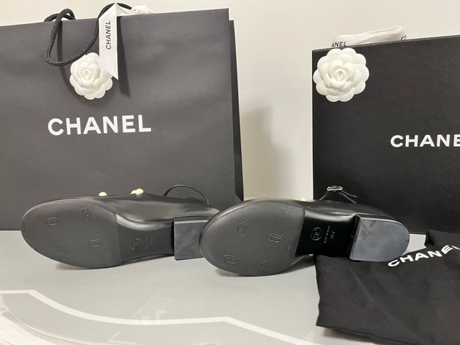 CHANEL 香奈兒《全新》珍珠瑪莉珍平底鞋 Mary Jane 黑色|36C|專櫃正品 全配-27