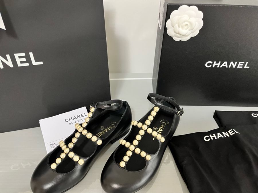 CHANEL 香奈兒《全新》珍珠瑪莉珍平底鞋 Mary Jane 黑色|36C|專櫃正品 全配-33