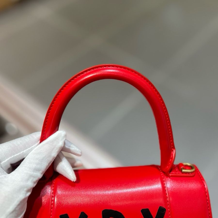 Balenciaga巴黎世家红色金扣沙漏包-6