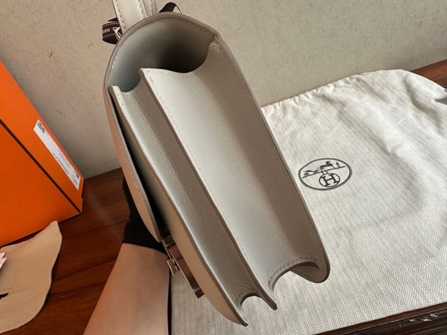 Hermes 80珍珠灰銀扣evercolor皮康康24,D刻-16