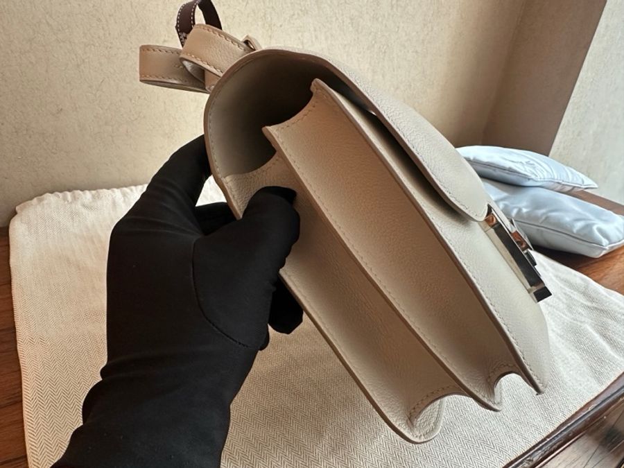 Hermes 80珍珠灰銀扣evercolor皮康康24,D刻-18