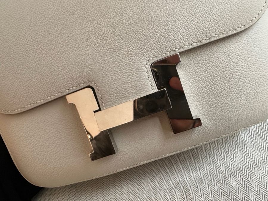 Hermes 80珍珠灰銀扣evercolor皮康康24,D刻-20