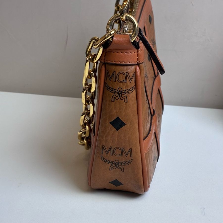 MCM 鏈條肩帶斜挎包 麻將包 肩背包-4