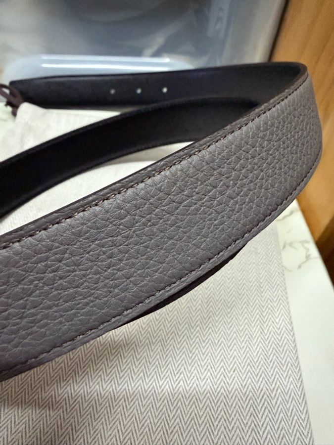 【全新不含扣】Hermes 愛馬仕 32mm 皮帶身 (85cm) 黑色/錫器灰 雙面用 全套包裝-1