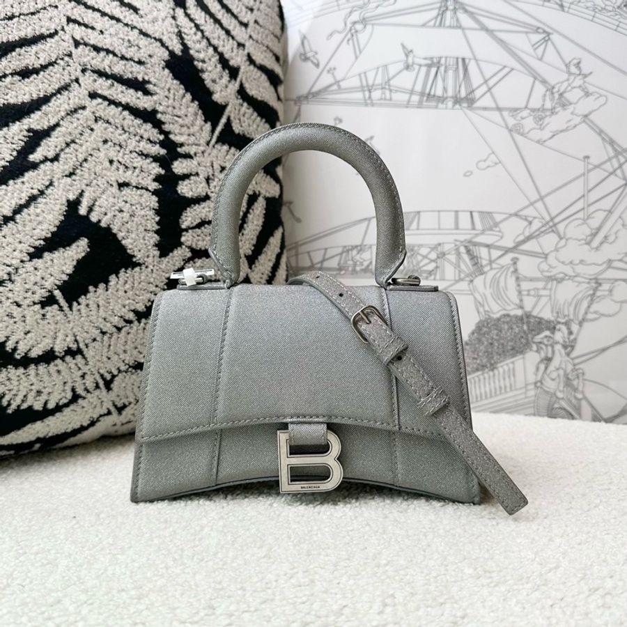 Balenciaga 巴黎世家 銀灰色滿天星沙漏包 XS尺寸19x11.5 附件肩帶-4
