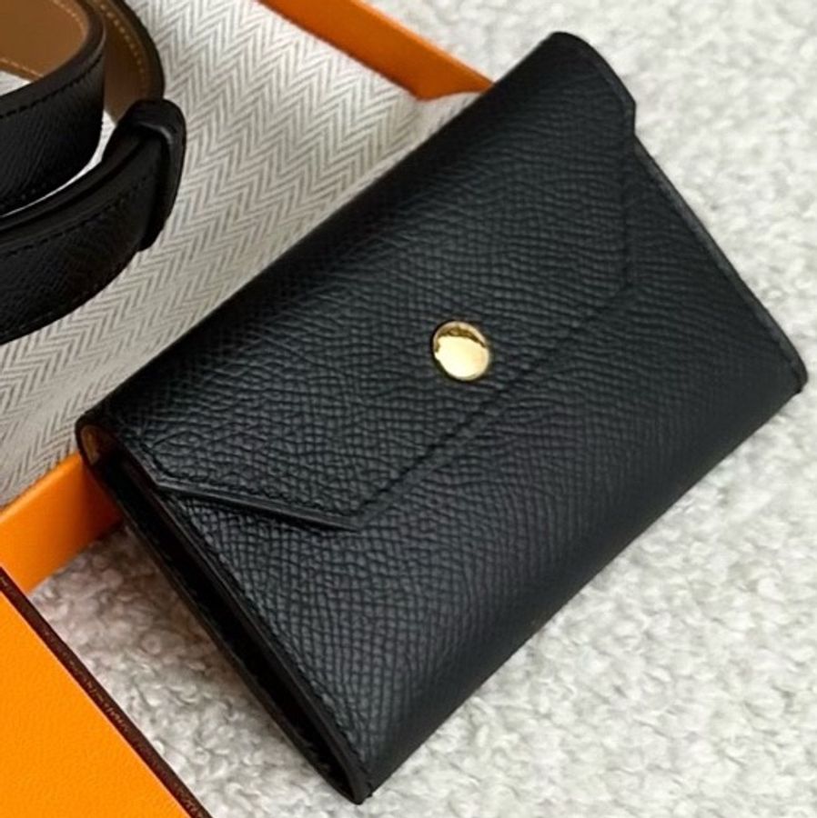 閒置未使用 Hermes/愛馬仕 Kelly Pocket 18腰帶皮帶 黑金帶小卡包 寬約18mm 長度可以任意調節 附件盒子塵袋-3