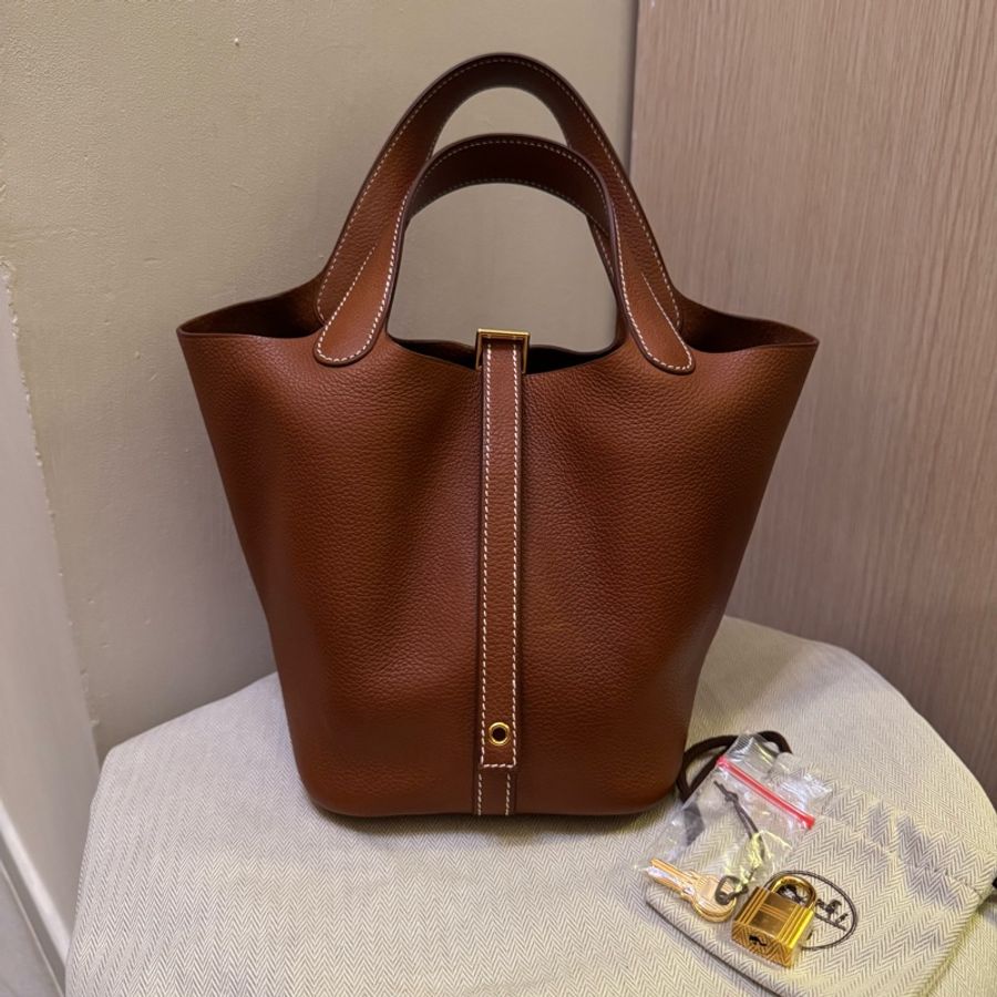 (Full set, unused) Hermès Picotin Lock 18 bag in Barenia Faubourg leather in Gold Hardware (Stamp U)-8