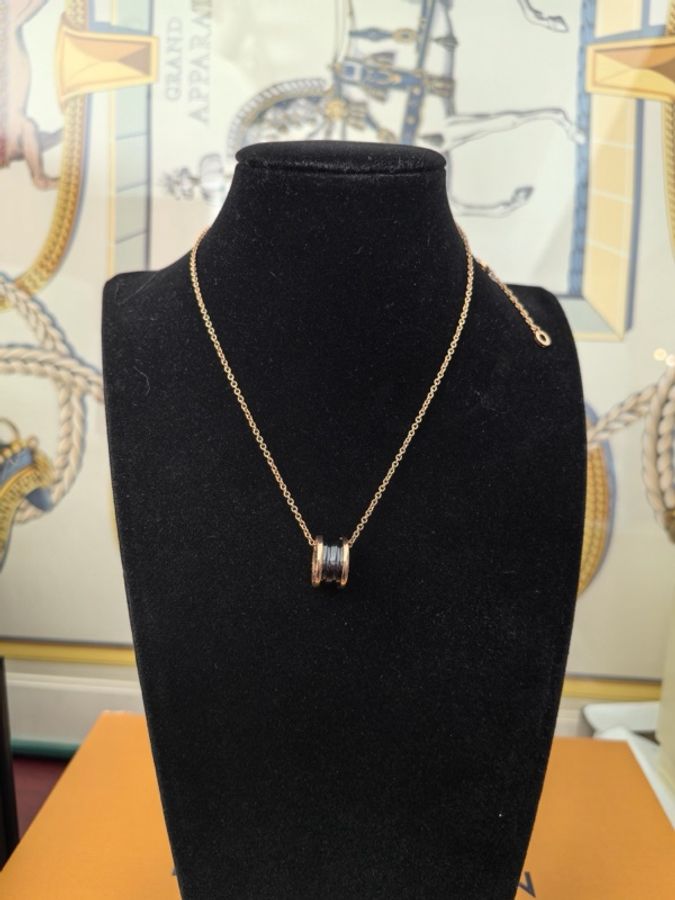 Bvlgari 寶格麗 B.zero1系列 玫瑰金經典黑陶瓷彈簧項鍊 三扣可調節 男女同款-10