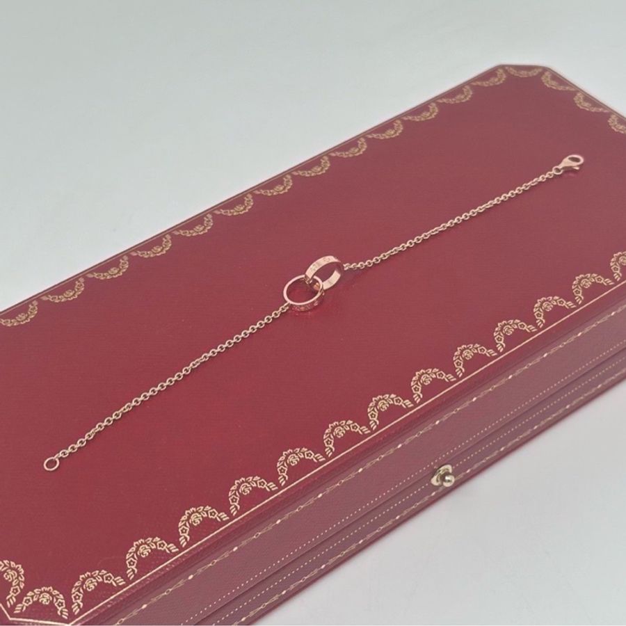 Cartier 卡地亞 love 雙環 手鍊 黃金色-0