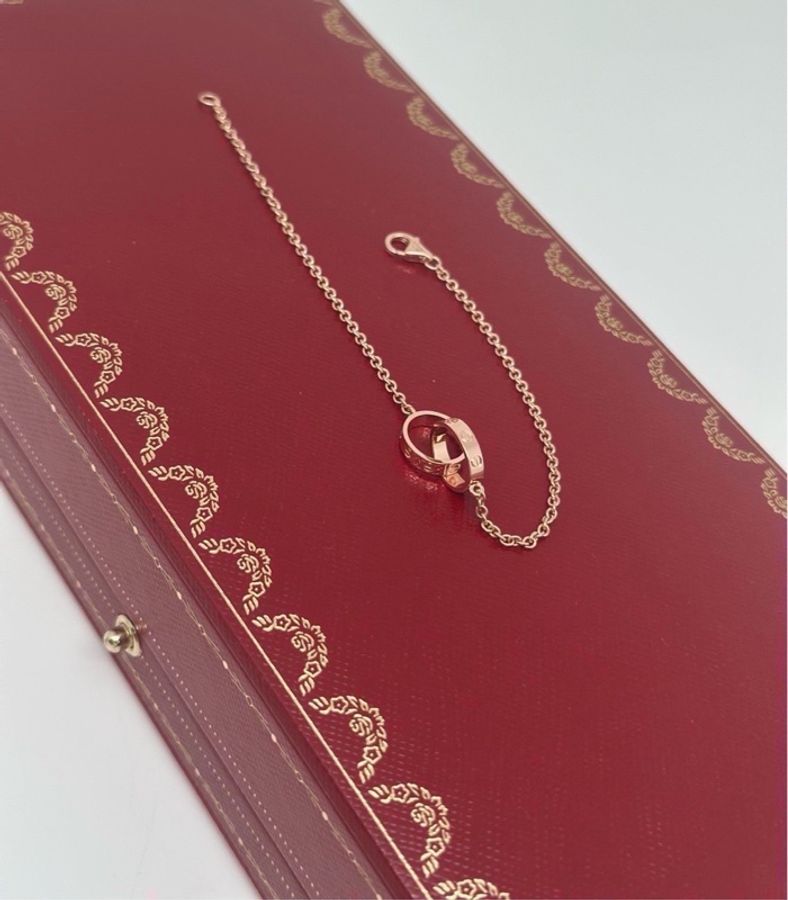 Cartier 卡地亞 love 雙環 手鍊 黃金色-1