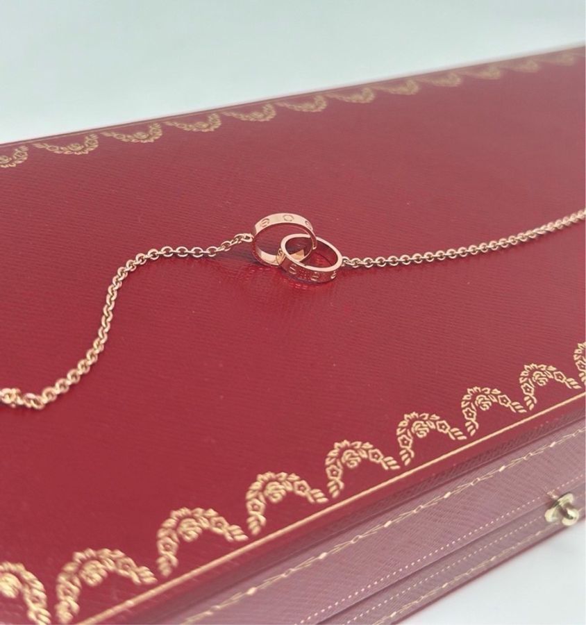 Cartier 卡地亞 love 雙環 手鍊 黃金色-3