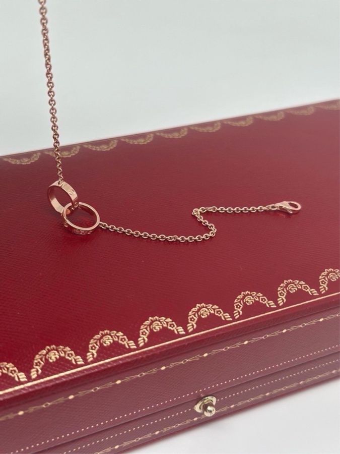 Cartier 卡地亞 love 雙環 手鍊 黃金色-4