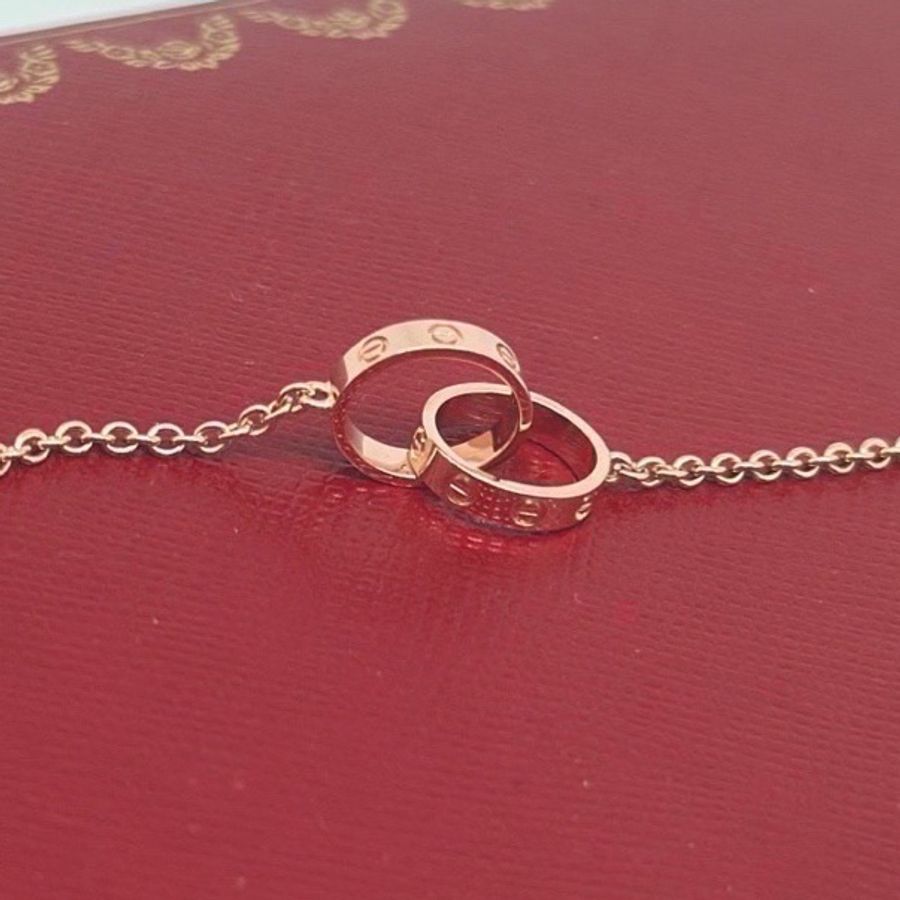 Cartier 卡地亞 love 雙環 手鍊 黃金色-6