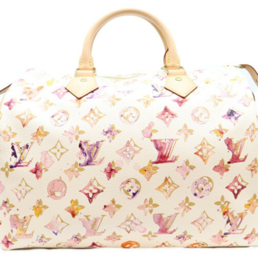 路易威登 M95751 Monogram Watercolor VVN Speedy 30 波士頓包,白色(Blanc),女士-0