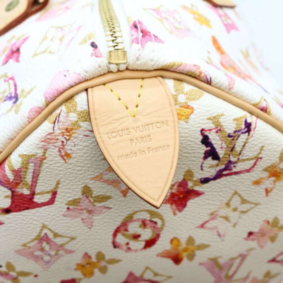 路易威登 M95751 Monogram Watercolor VVN Speedy 30 波士頓包,白色(Blanc),女士-5