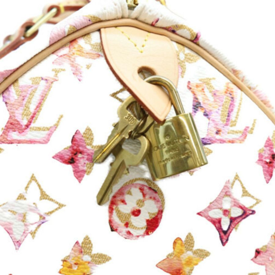 路易威登 M95751 Monogram Watercolor VVN Speedy 30 波士頓包,白色(Blanc),女士-7