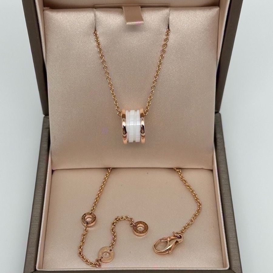 BVLGARI 寶格麗 zero 白陶瓷 項鍊 玫瑰金 激光刻印-0
