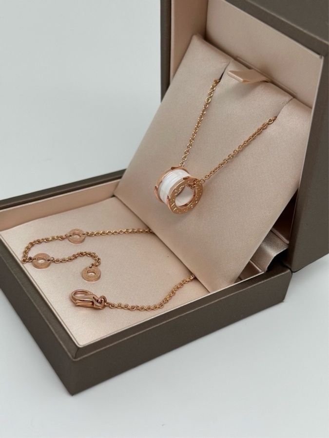 BVLGARI 寶格麗 zero 白陶瓷 項鍊 玫瑰金 激光刻印-2
