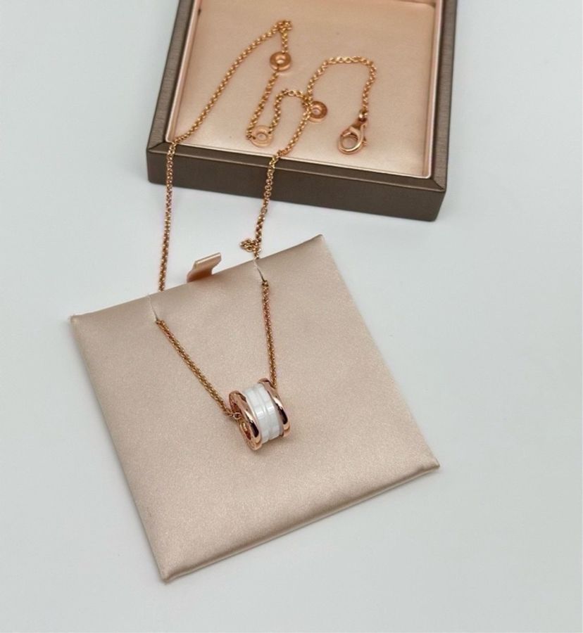 BVLGARI 寶格麗 zero 白陶瓷 項鍊 玫瑰金 激光刻印-3